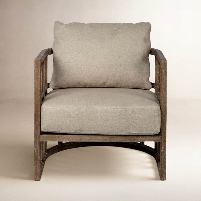 Talya Fabric Covered Wooden Frame Accent Chair, Tan