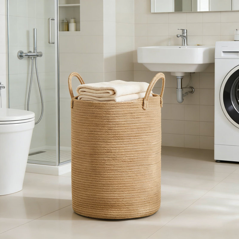Grand panier à linge en jute avec couvercle, panier pliable d'une capacité de 62 L pour le rangement dans la chambre à coucher, la chambre de bébé et le salon - conception en rotin naturel tissé