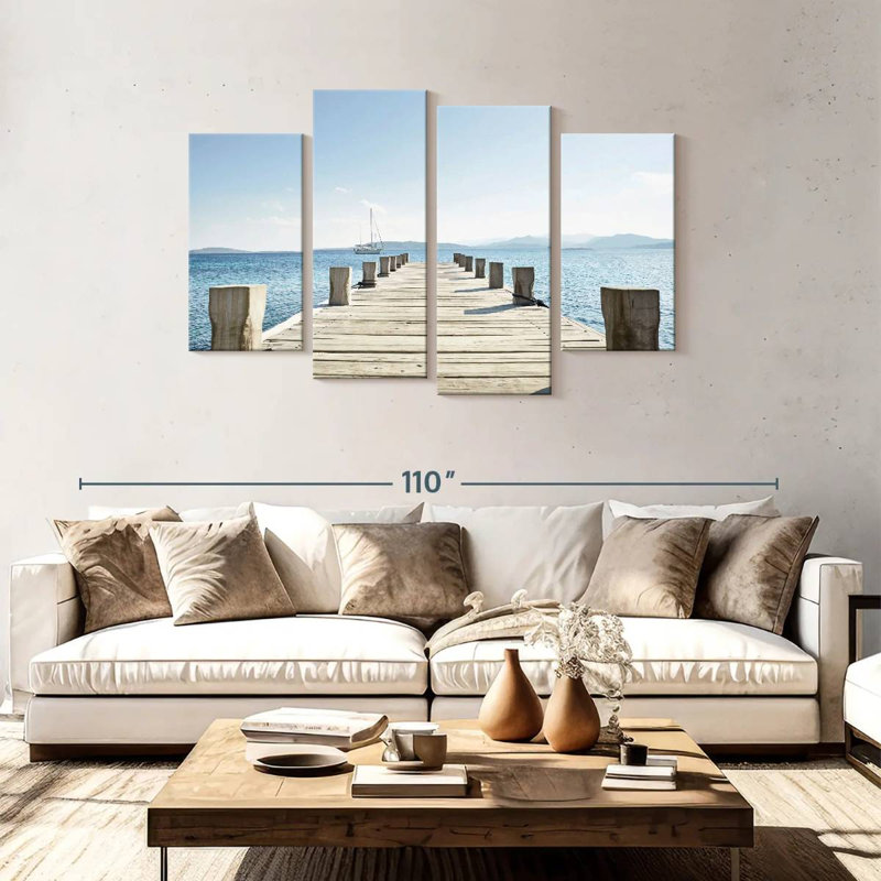 Sailboat and wooden dock Aletra, H 48 po x l 75 po