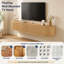 Meuble télé mural flottant de 55 po avec portes cannelées, console multimédia avec trous de rangement pour câbles, convient au salon et à la chambre à coucher, s'adapte à tous les styles de décoration