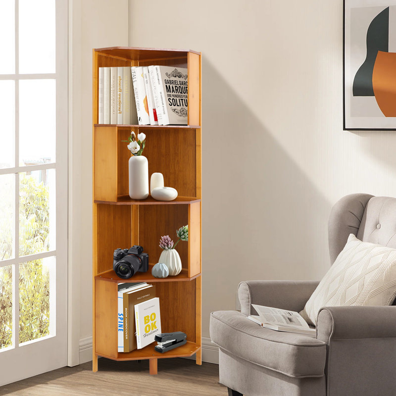 Bibliothèque de coin 54 po H 54 po, étagère de rangement autoportante l 12,60 po x P 12,60 po
