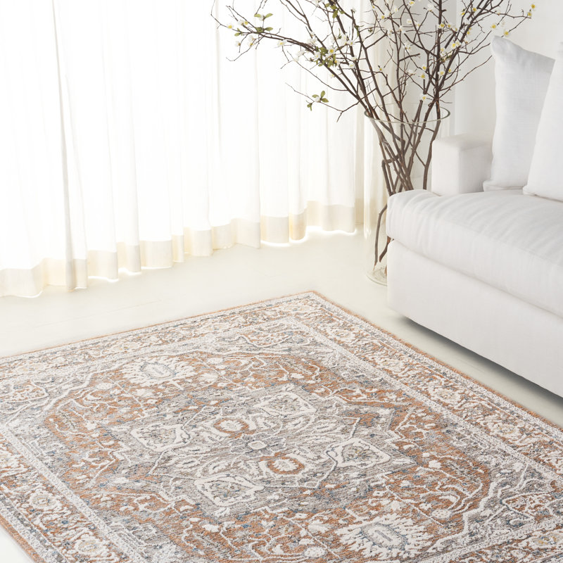 Tapis oriental en polyester Clover 1270, Rectangle 5 pi x 7 pi, Rouge