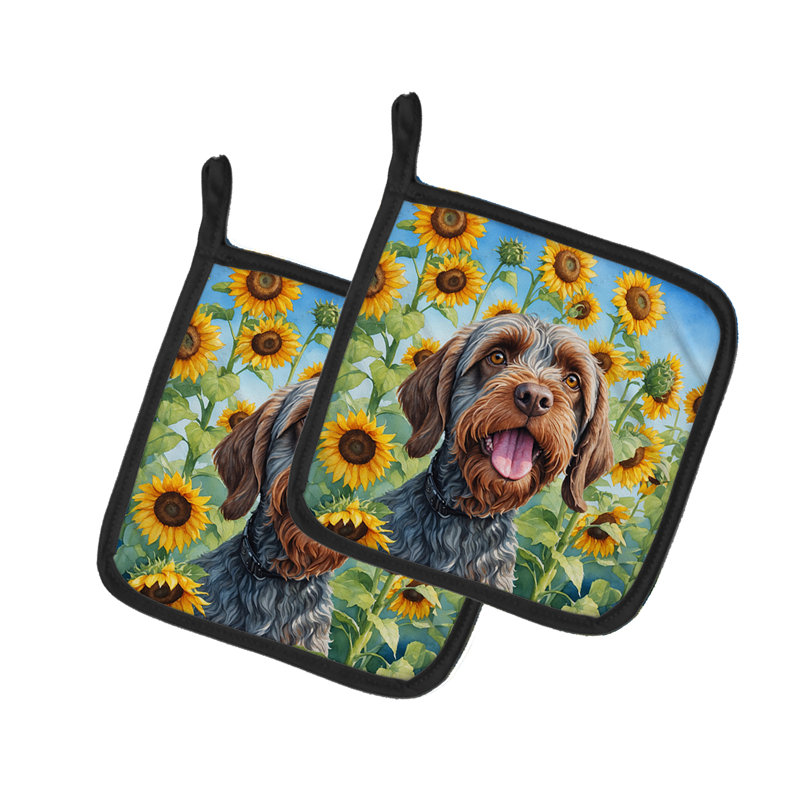 Caroline's Treasures In Sunflowers Floral Polyester Potholder Set