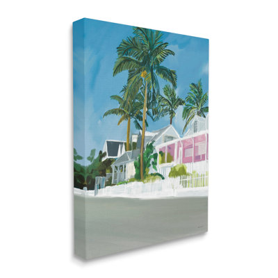 Palmiers tropicaux, maisons de vacances d'été par Amelia Noyes - Peinture