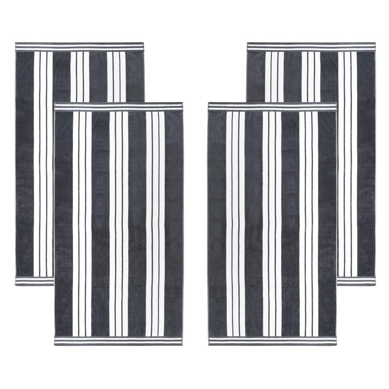 Serviette de plage Chira, Gris anthracite, Serviette de plage - paquet de 4