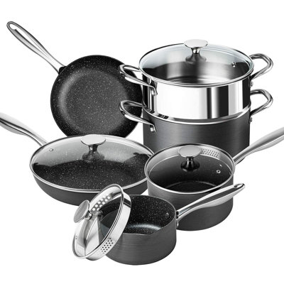 10 - Piece Non-Stick Hard-Anodized Aluminum Cookware Set