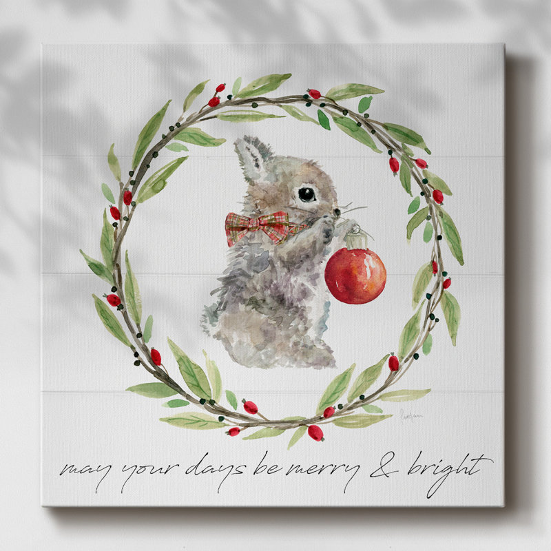 «Farmhouse Christmas Bunnny», toile tendue avec châssis, H 8 po x l 8 po