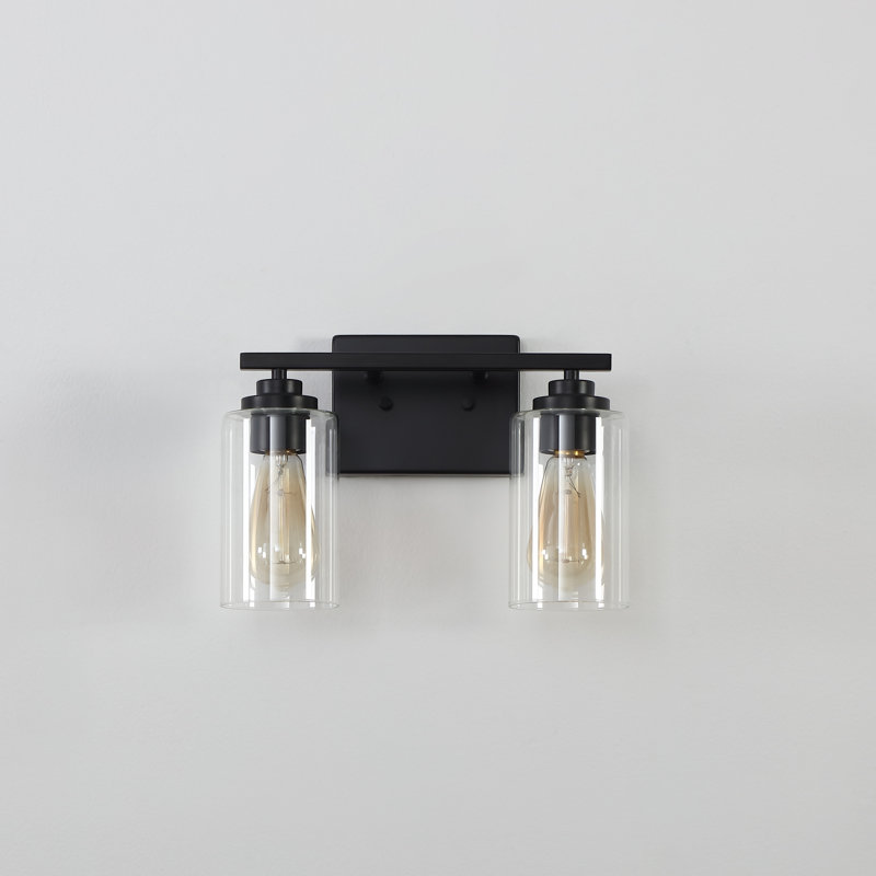 Quitterie - Éclairage pour meuble-lavabo, Noir mat, Clear, 2