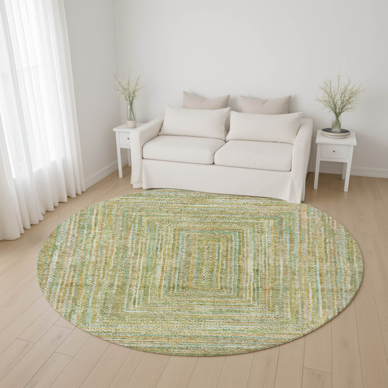Premium Machine Washable Lubbers AMF1726 Geometric Rug, Round 8'