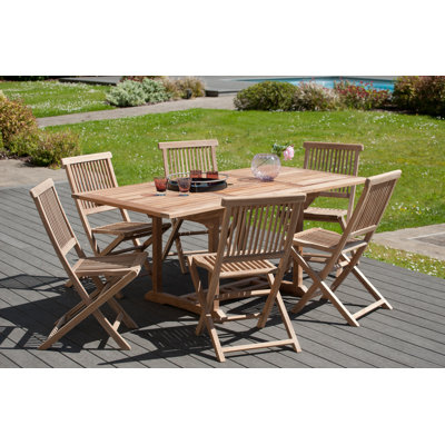 Woehler 6 - Person Teak Wood Patio Dining Set with Rectangular Table