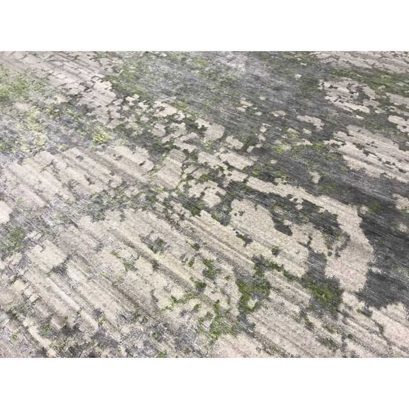 Hand-Knotted High-Quality Natural and Green Area Rug