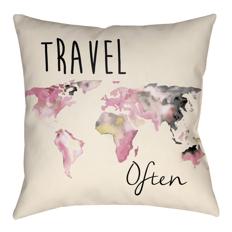 Litchfield Carpe Indoor/Outdoor Throw Pillow, 16" H x 16" W, Carnation Pink/White