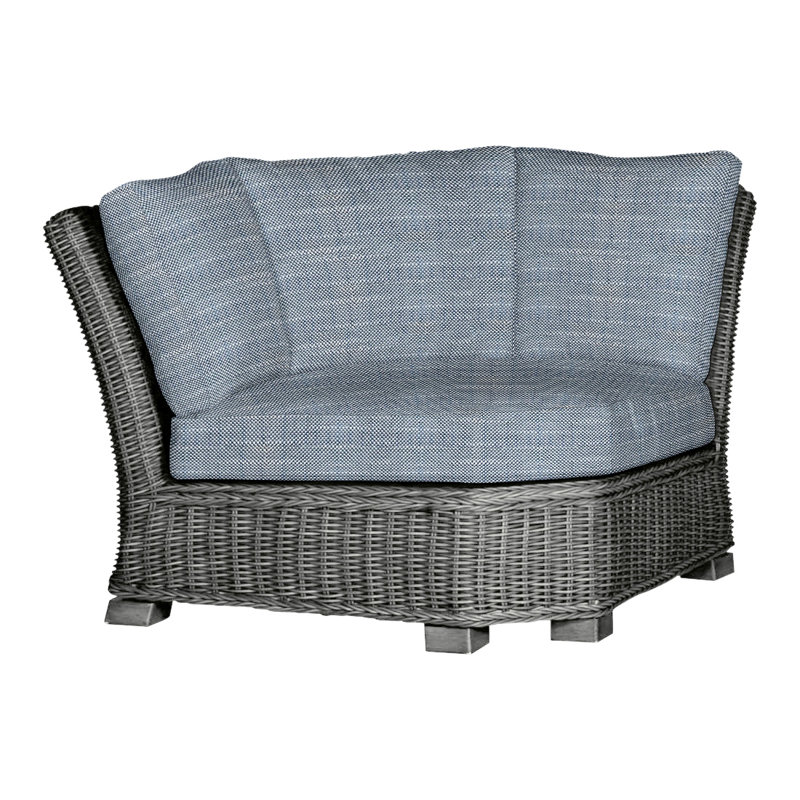 Canapé d'angle modulaire rustique tissé gris ardoise, Gris ardoise, InsideOut® Rollo ‑ lin Chambray, Pas de soudure