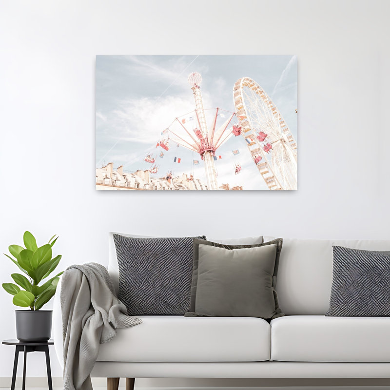 «Dreamy Parisian Fair Dreamy Playful Whimsical City Summer», reproduction d'art mural, H 32 po x l 48 po