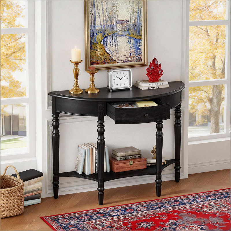 Console en bois massif 39 po, Noir
