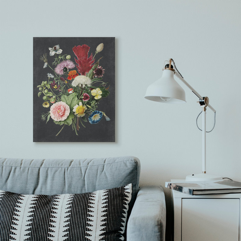 «Botanical Dessin Flower Bouquet On Design», impression, H 30 po x l 24 po, Toile tendue