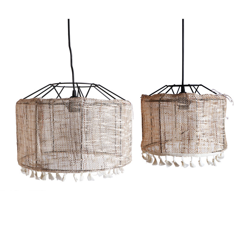Leyburn 2 - Light Beige Drum Pendant