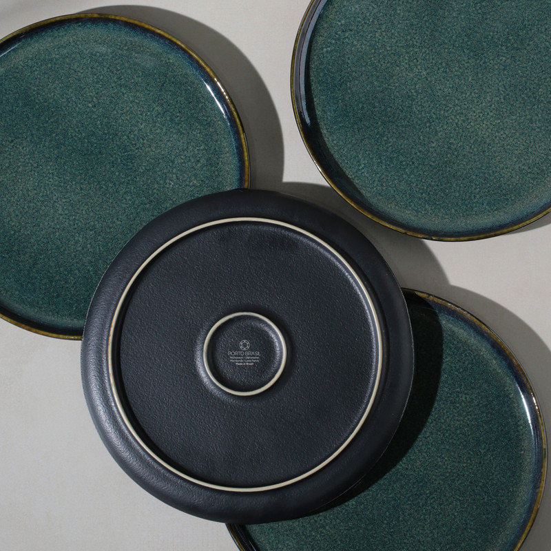 Ensemble de 6 assiettes plates en grès Bioo Oceano, 10,8 po
