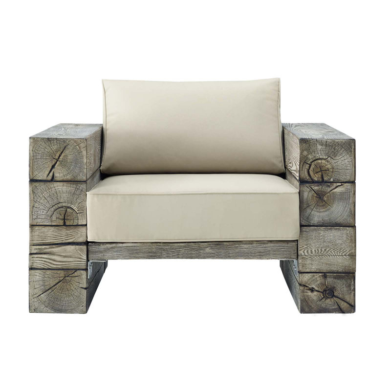 Manteo Light Gray Beige Outdoor Patio Lounge Chair