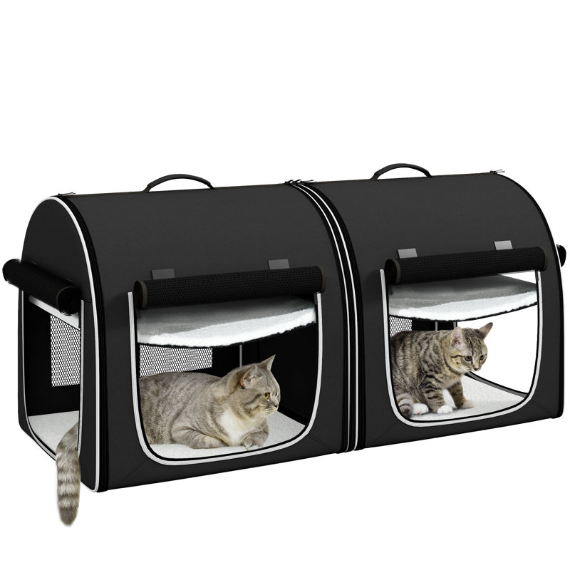 Tucker Murphy Pet™ 39" Portable Soft 2 Sided Pet Cat Carrier w/ Divider, Black