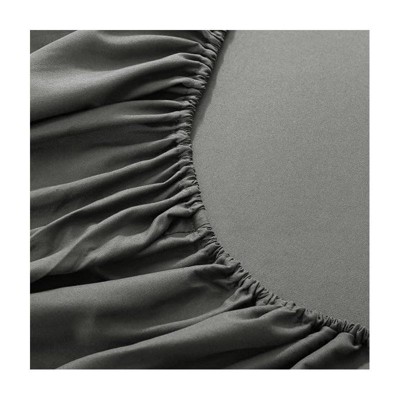 Parizoda Plain Fitted Sheet Extra Deep Pocket 30Cm , Elastic Pocket Breathable, Silver Grey, Double (4'6)