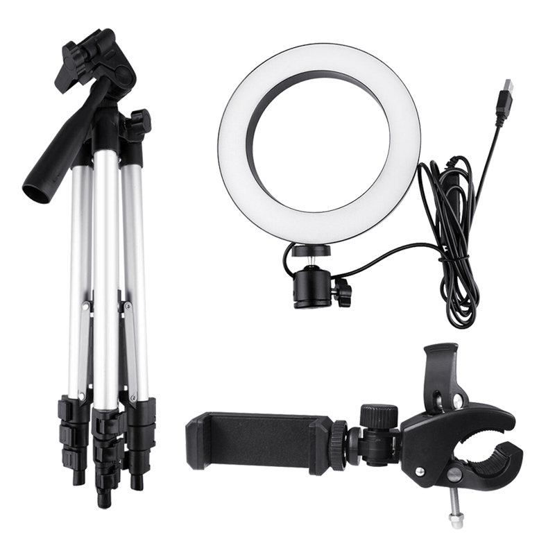 LED Ring Light Mini Camera Lamp Lamp Base, Silver