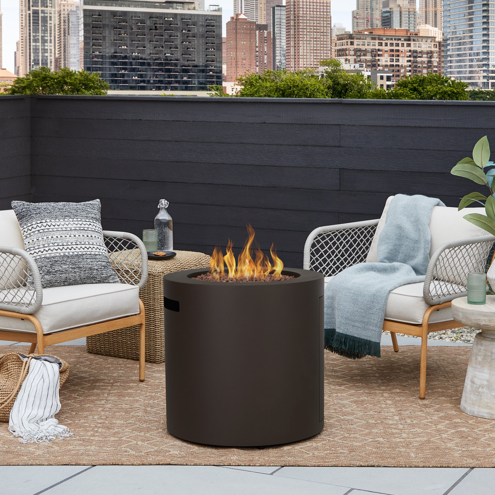 Aegean Round Fire Pit, Dark Bronze