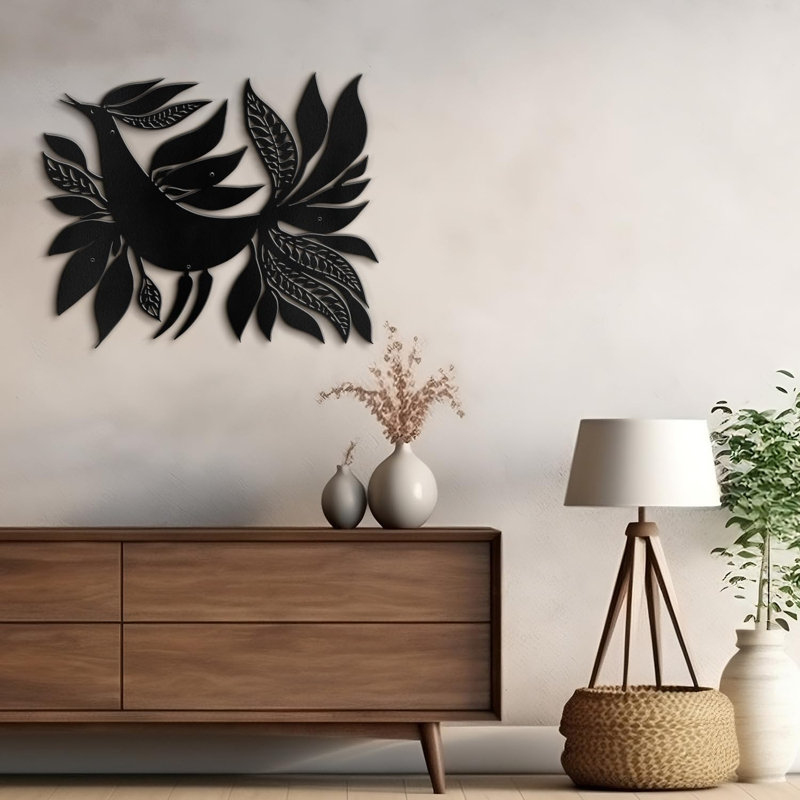 Wall Decor Metal, 16" H x 24" W x 0.05" D, Black
