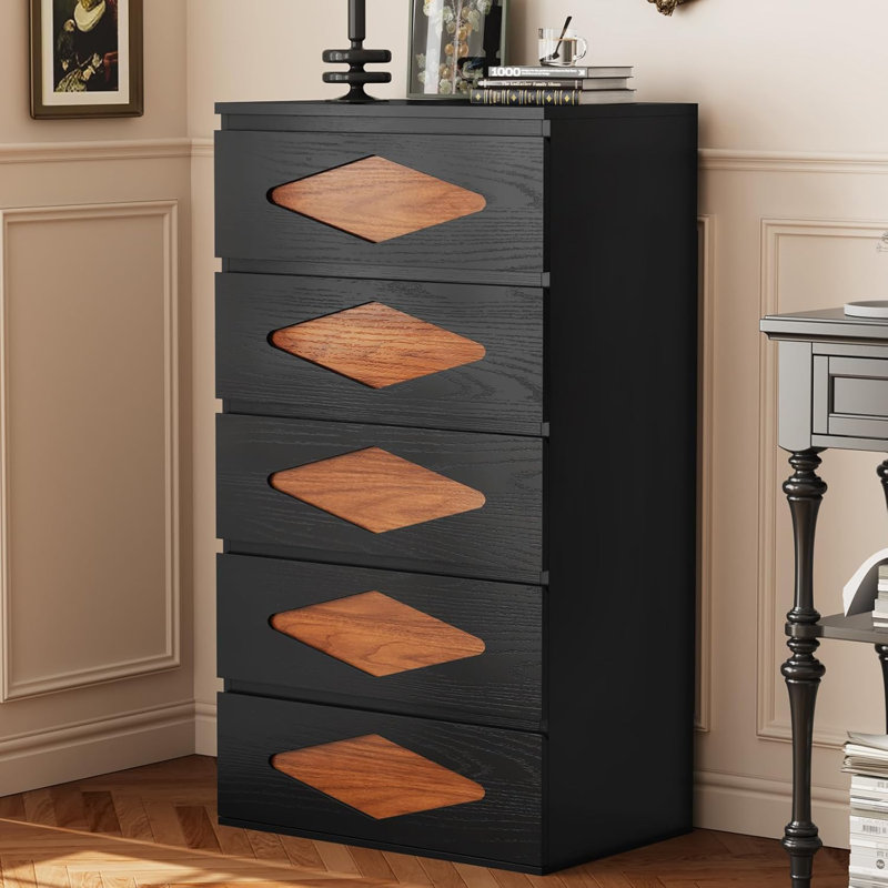 Commode 5 tiroirs pour chambre à coucher, commode rétro