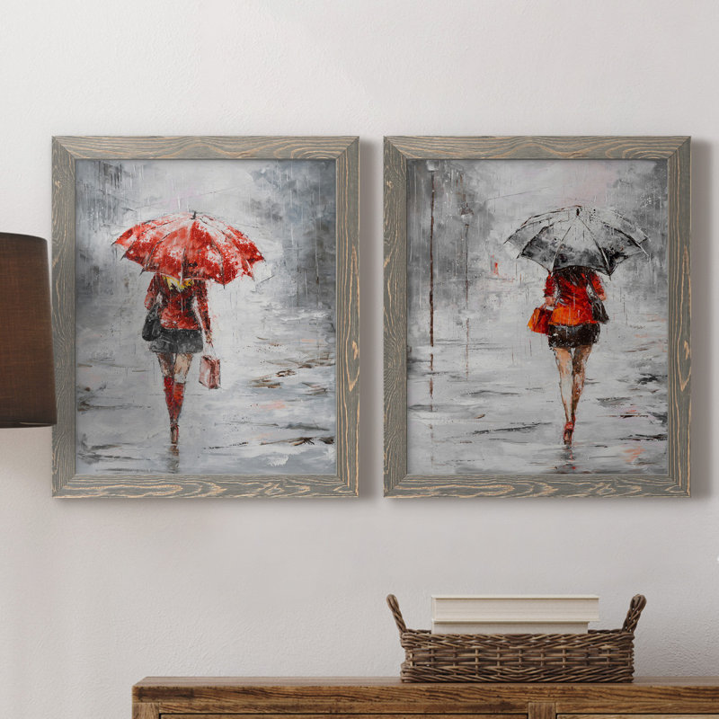 City magasiner III - ensemble de 2 reproductions d'art, H 20 po x l 17 po x P 1 po, Toile avec cadre gris, Pas de tapis