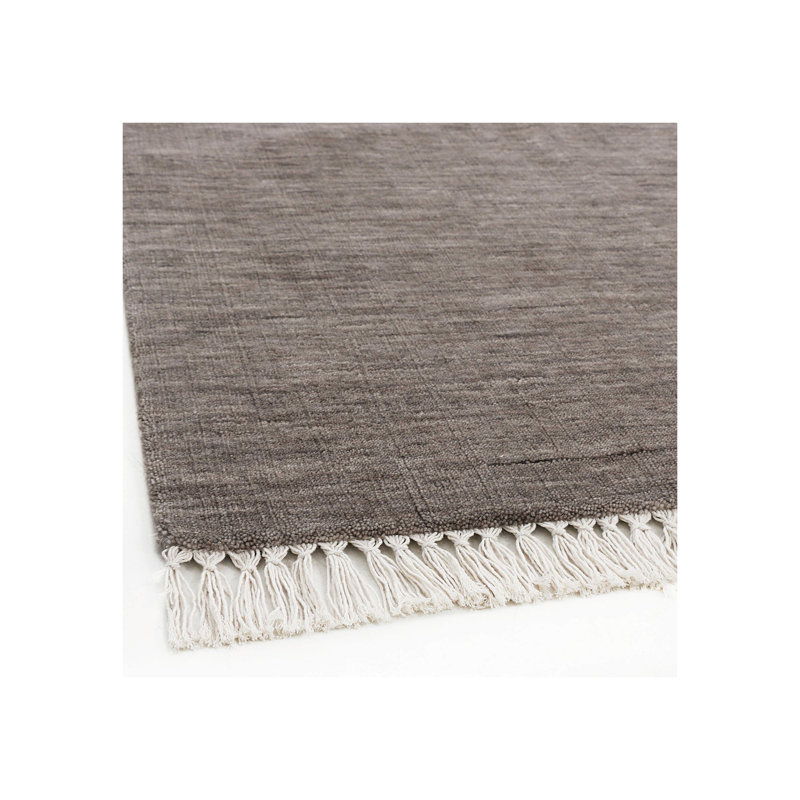 Tapis brun en laine / coton tissé à la main Muddy, Tapis de couloir 2 pi 7 po x 9 pi