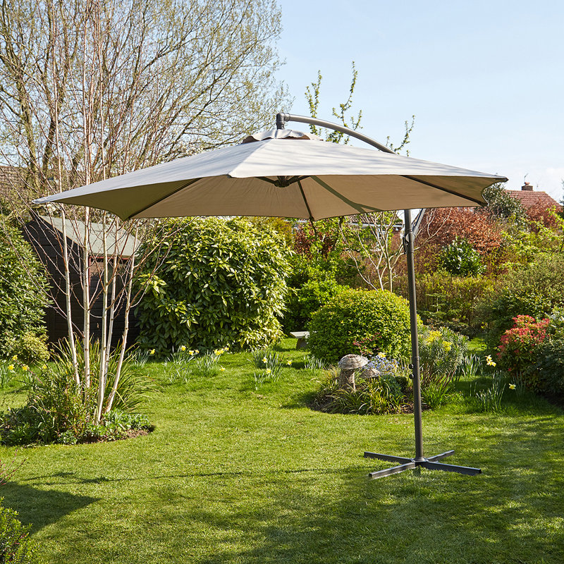 Gozo Aluminium 3m Overhanging Cantilever Vented Parasol, Grey
