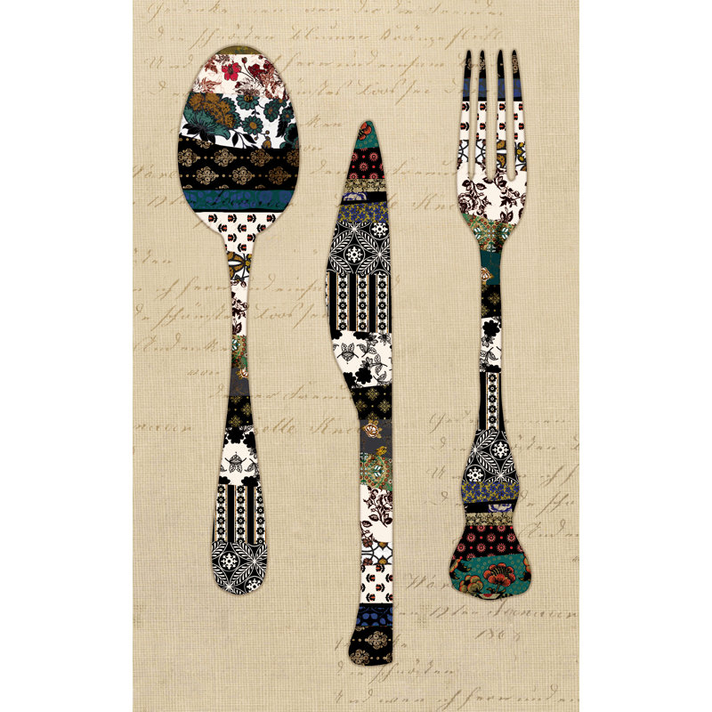 Patterned Utensils - Painting Print, 30 cm H x 20 cm W, Wrapped Canvas