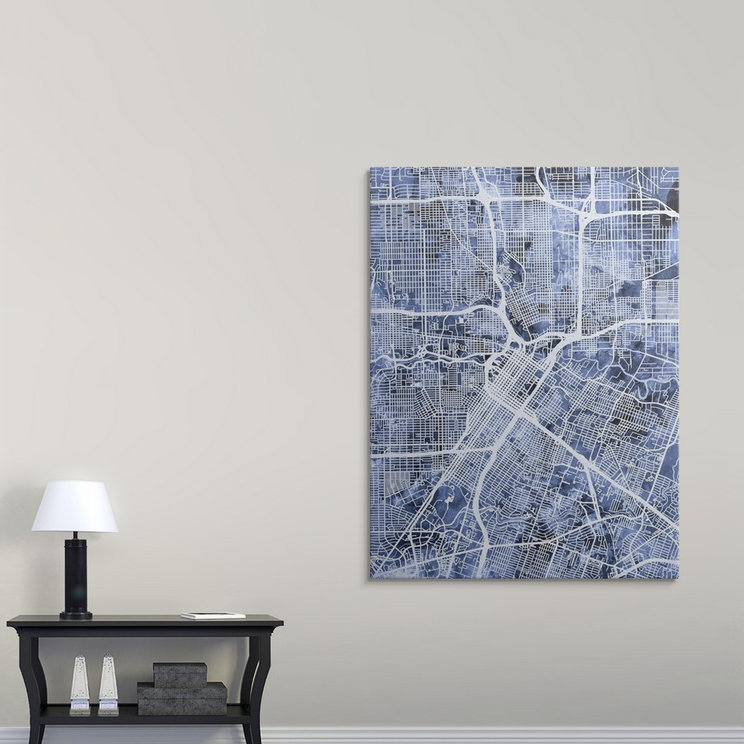 «Houston Texas City Street Map» par Bellen, impression, H 36 po x l 27 po x P 1,5 po, Toile