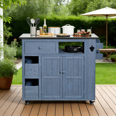28‘’ Outdoor Solid Wood Extendable Kitchen Island