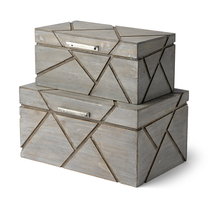 Ensemble de 2 boîtes en bois massif
