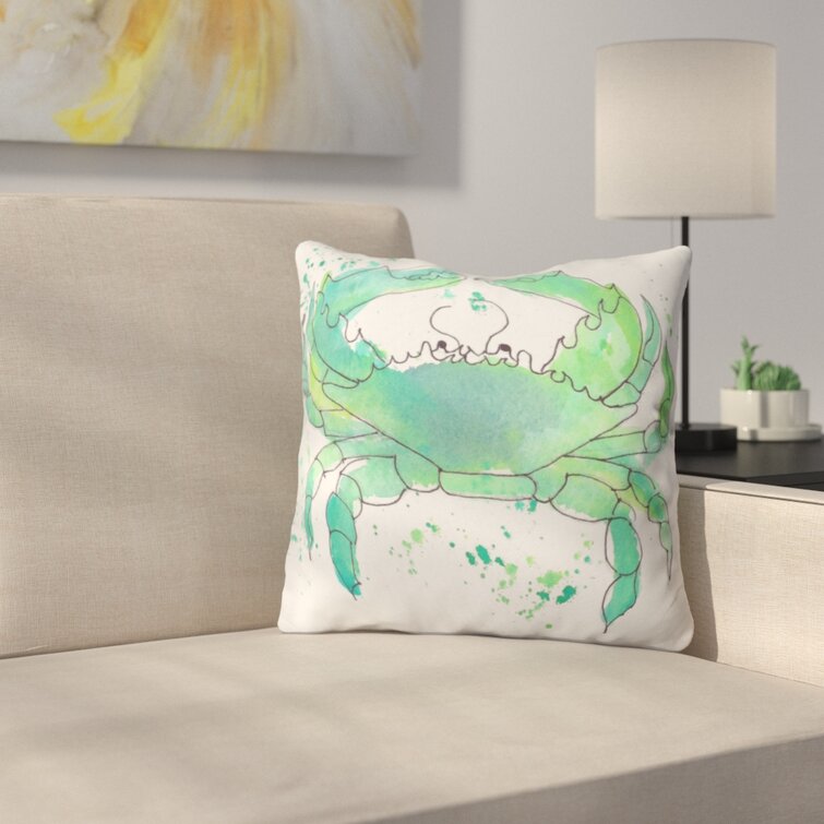 Artisan Created Watercolor Shore Crab 18 x 18 Pillow