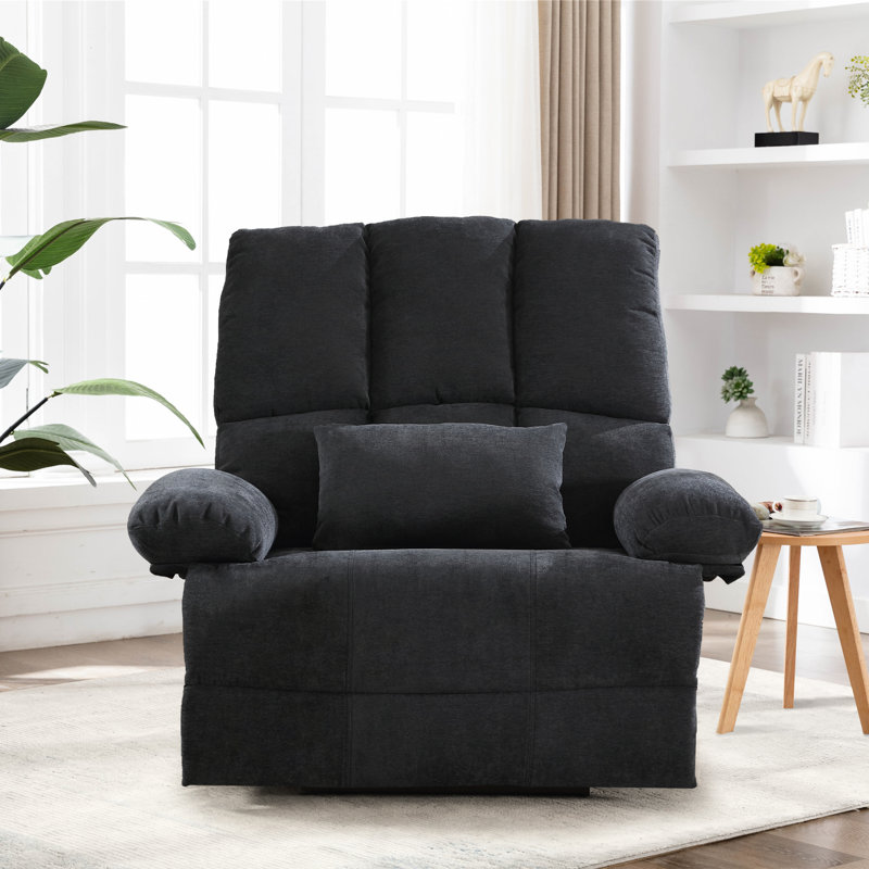 Acotas Oversized Chenille Standard Recliner Chair, Gray
