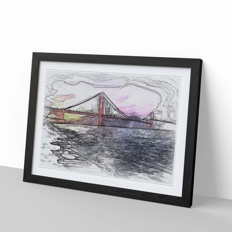 Golden Gate Bridge in San Francisco - Picture Frame Graphic Art Print, Black Framed, 48cm H x 65cm W x 2cm D