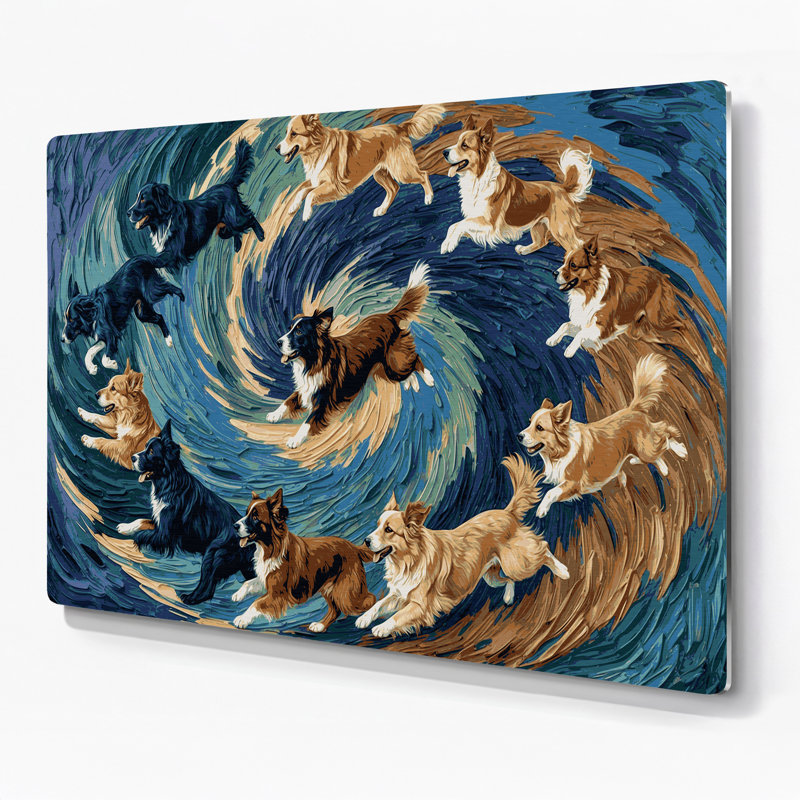«Dogs Miniature American Shepherd», art mural en métal gris, H 8 po x l 10 po
