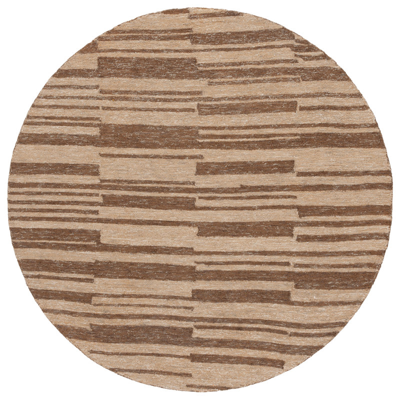Tapis rayé en jute de coton Esen, Rond 6 pi