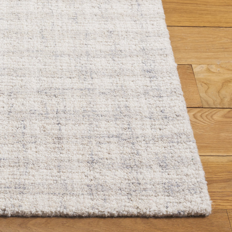 Tapis en laine / coton touffeté à la main ébène gris clair / ivoire, Tapis de couloir 2 pi 3 po x 9 pi