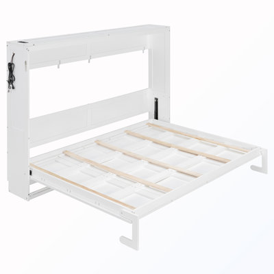 Queen-Size Side-Folding Murphy Bed With LED Lighting & Built-In USB Outlet