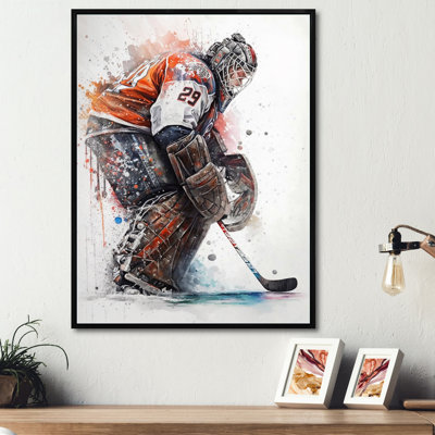 Gardien de but pendant le match de hockey IV - Impression sur toile