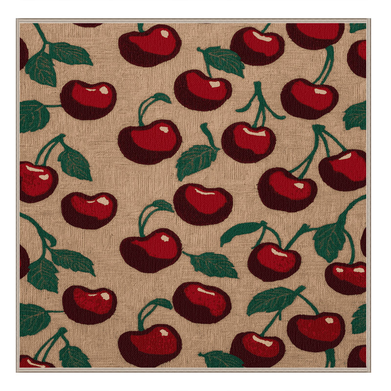  Tapis lavable cerise et fruits sucrés, Carré 3 pi