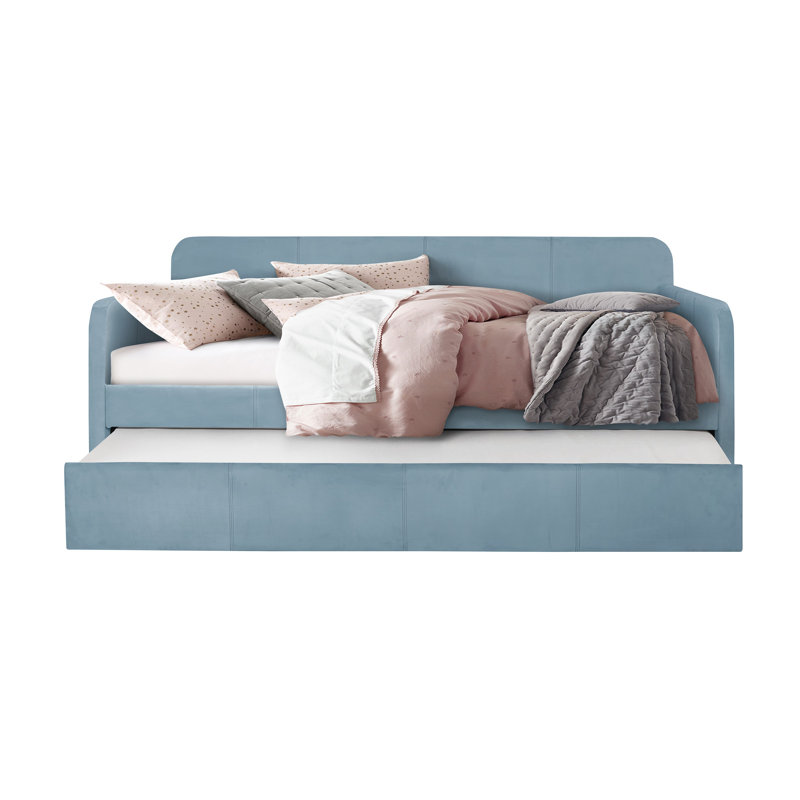 Tiara Upholstered Daybed with Trundle, Blue