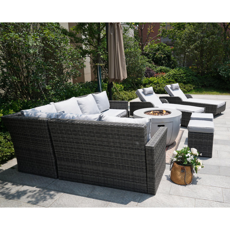 Ensemble de conversation modulaire 11 pièces avec coussins