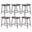 Ensemble de 6 tabourets de comptoir en similicuir de 25,5 po de hauteur, avec tabouret de bar à hauteur de comptoir sans dossier avec structure en métal et repose-pieds, brun noir-548652066