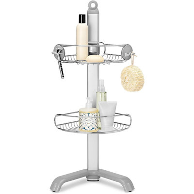 Étagère de douche de coin, organisateur de rangement de salle de bain en acier inoxydable et aluminium anodisé