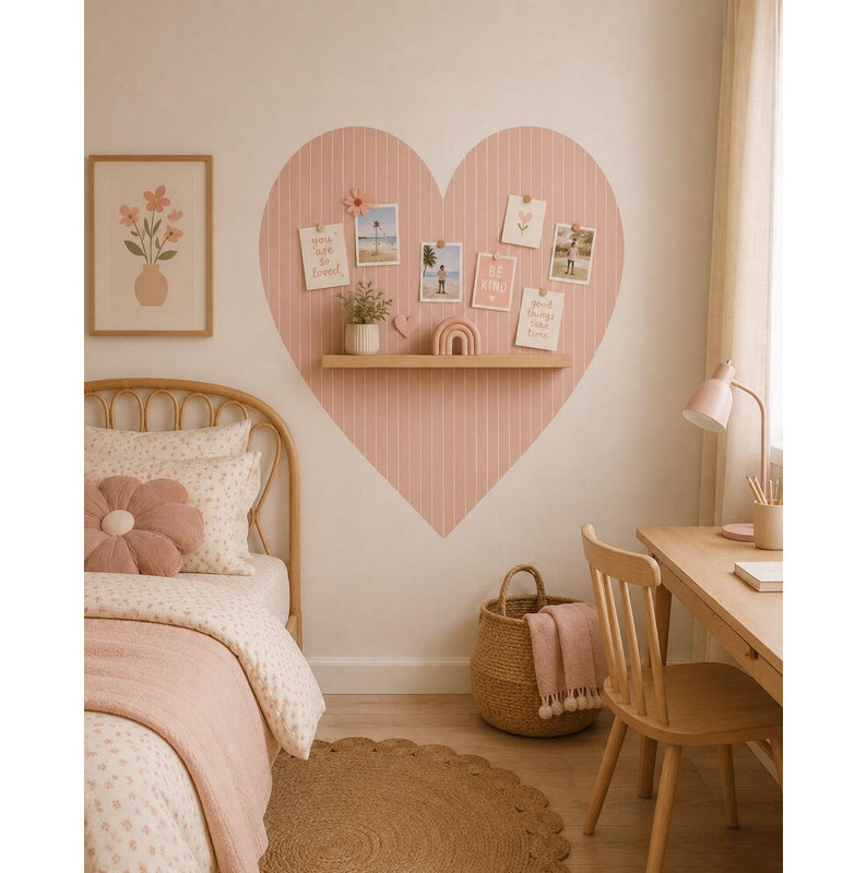 Adhésif décoratif 30 pouces à rayures rose cœur, 40" H x 40" W, Pink